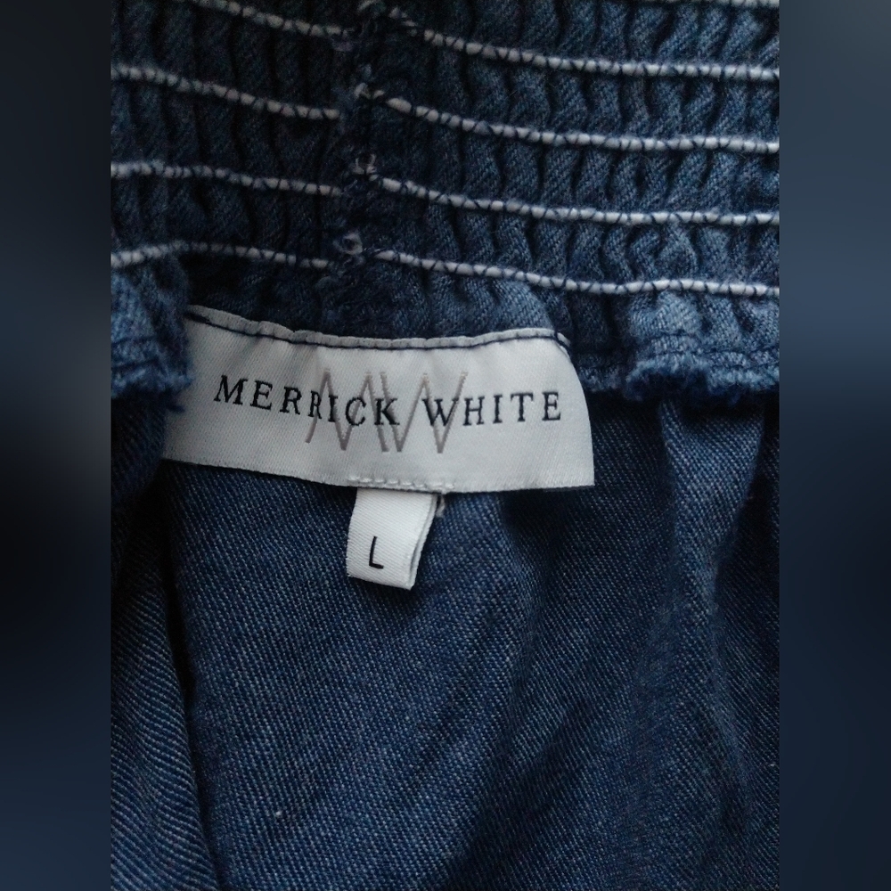 Merrick White Women's Short Skirt Blue Elastic Waist Pull On Size Large - Picture 6 of 9